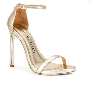 Stuart Weitzman Nudist Single Band Gold Sandal
